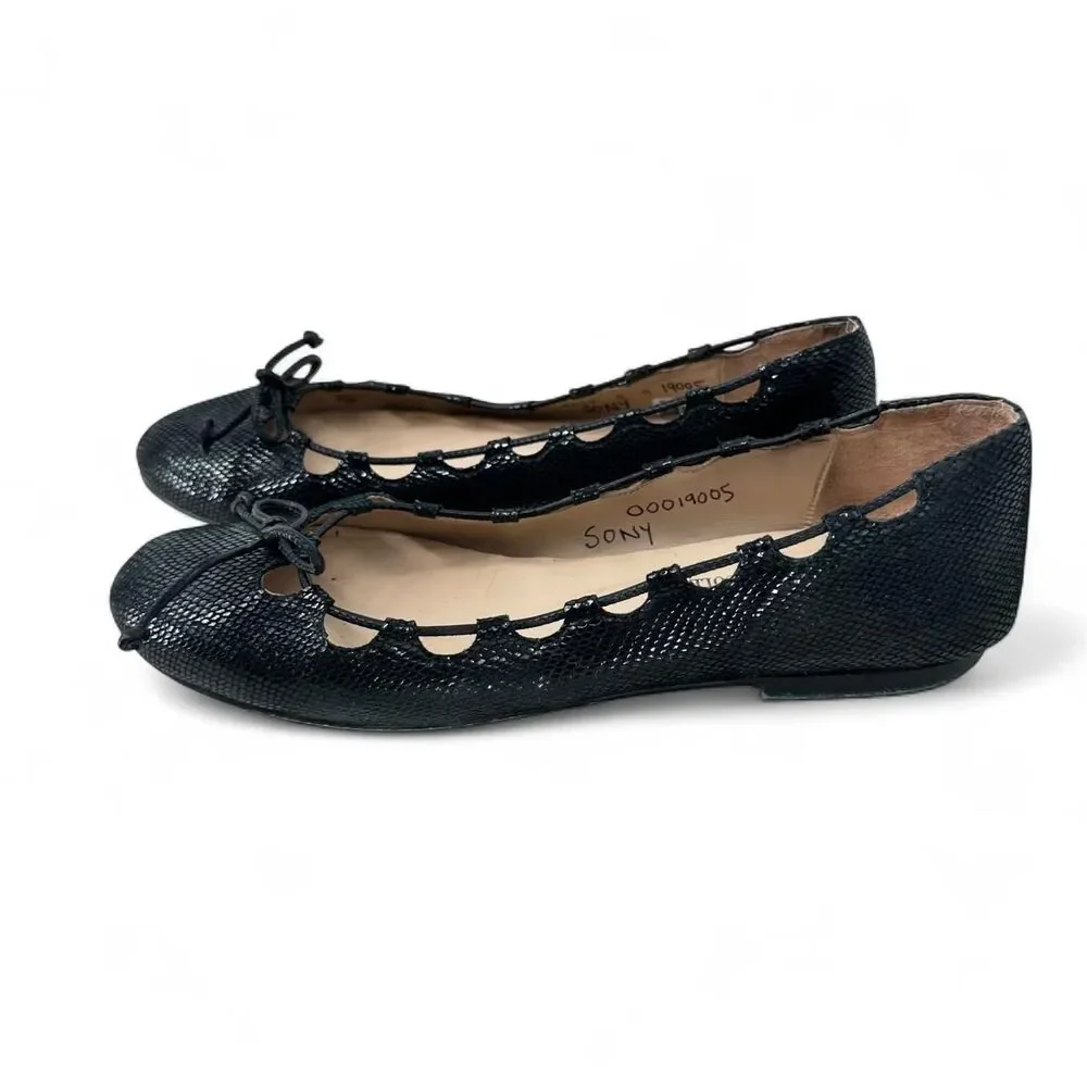 French Sole x Nicky Hilton, Charlott Black Viper Ballet Flats Size 8